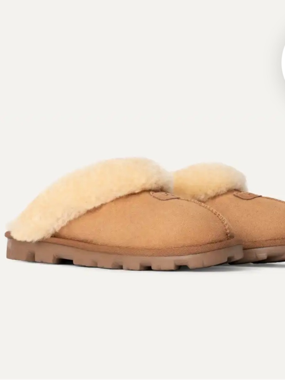 UGG Coquette Suede Shearling Slippers in Chestnut with Cream Trim